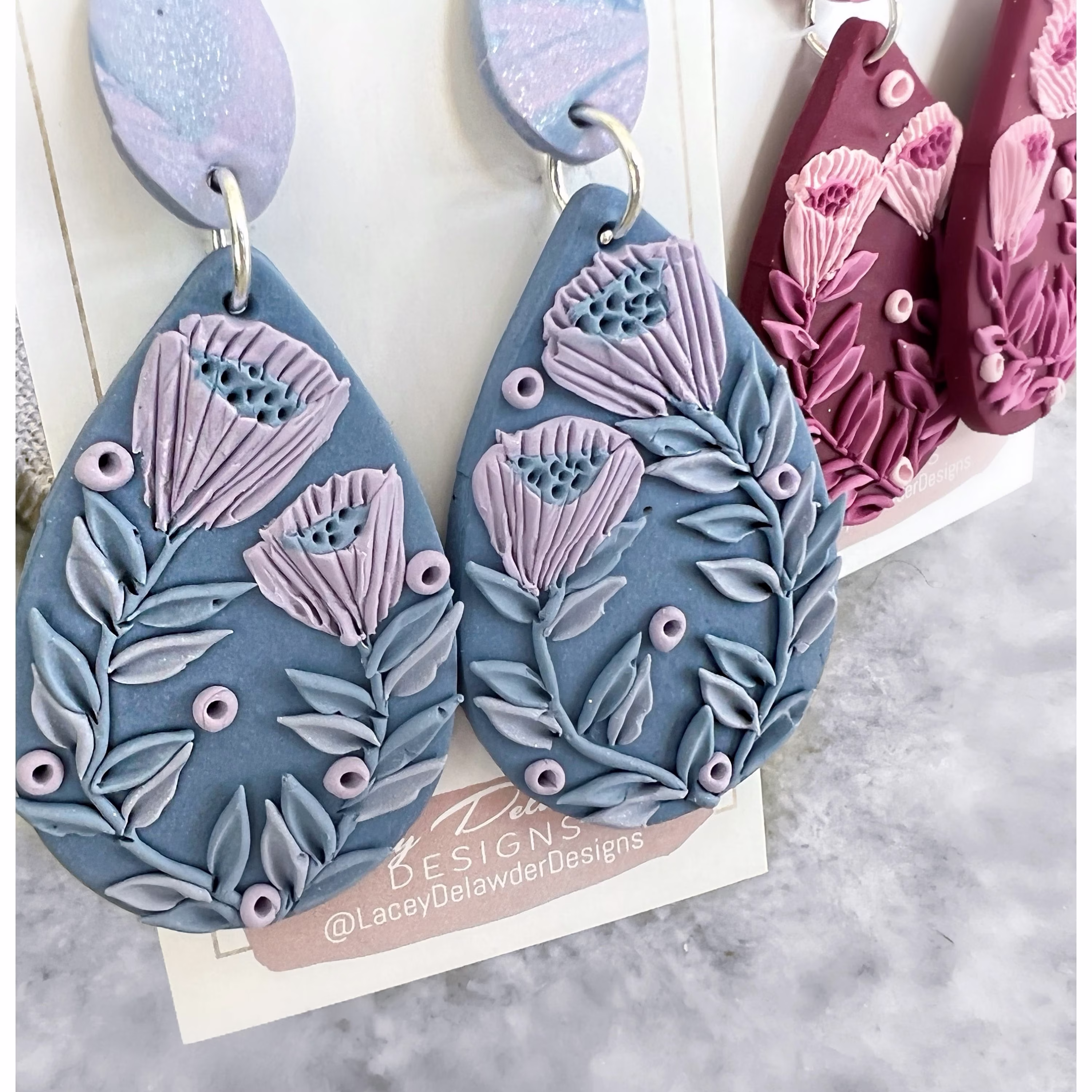Polymer Clay Floral Statement Earrings // Bohemian