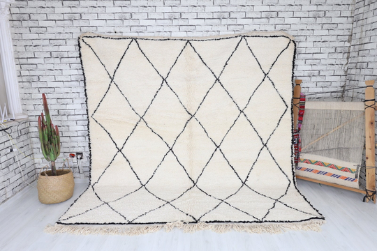 Beni Ourain 8, 0 X 7, 7 Ft Authentic Beni Ourain Rug Moroccan 40%off Morrocan Wool Berber Carpet Handmade
