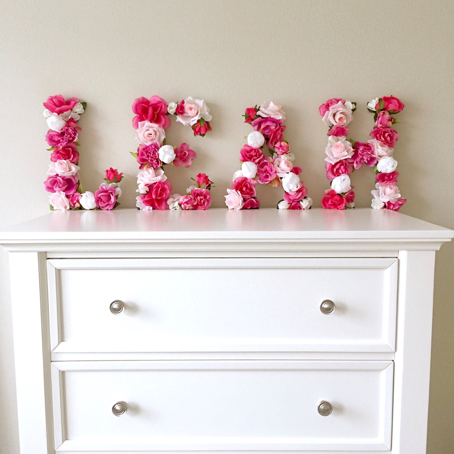 Floral Letter, Flower Baby Girl Nursery Wall Art, Photography Prop, Shower Decor, First Birthday Party Room Decor