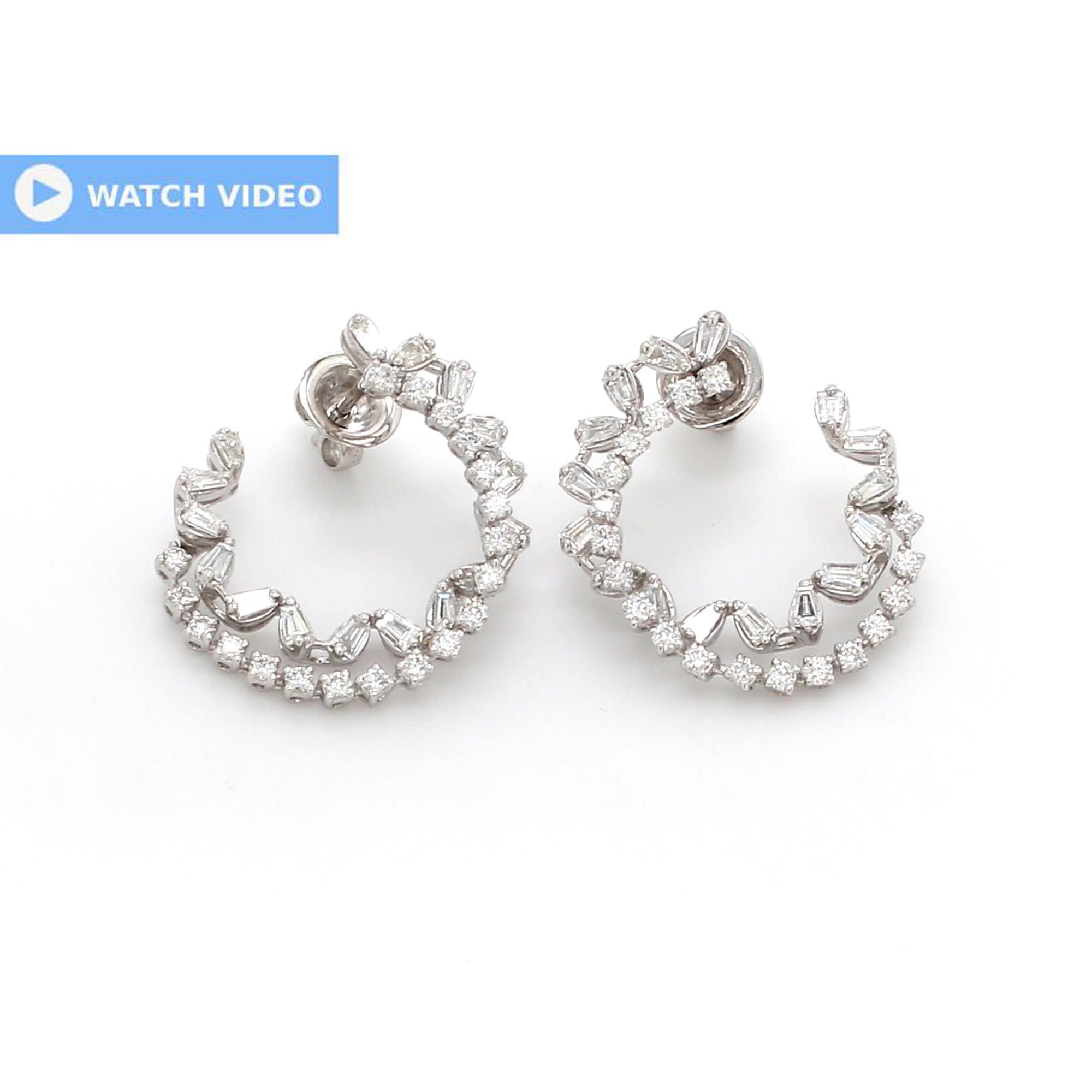 Baguette Diamond Si Clarity H-I Color Stud Earrings Solid 14K White Gold Handmade Jewelry For Women's