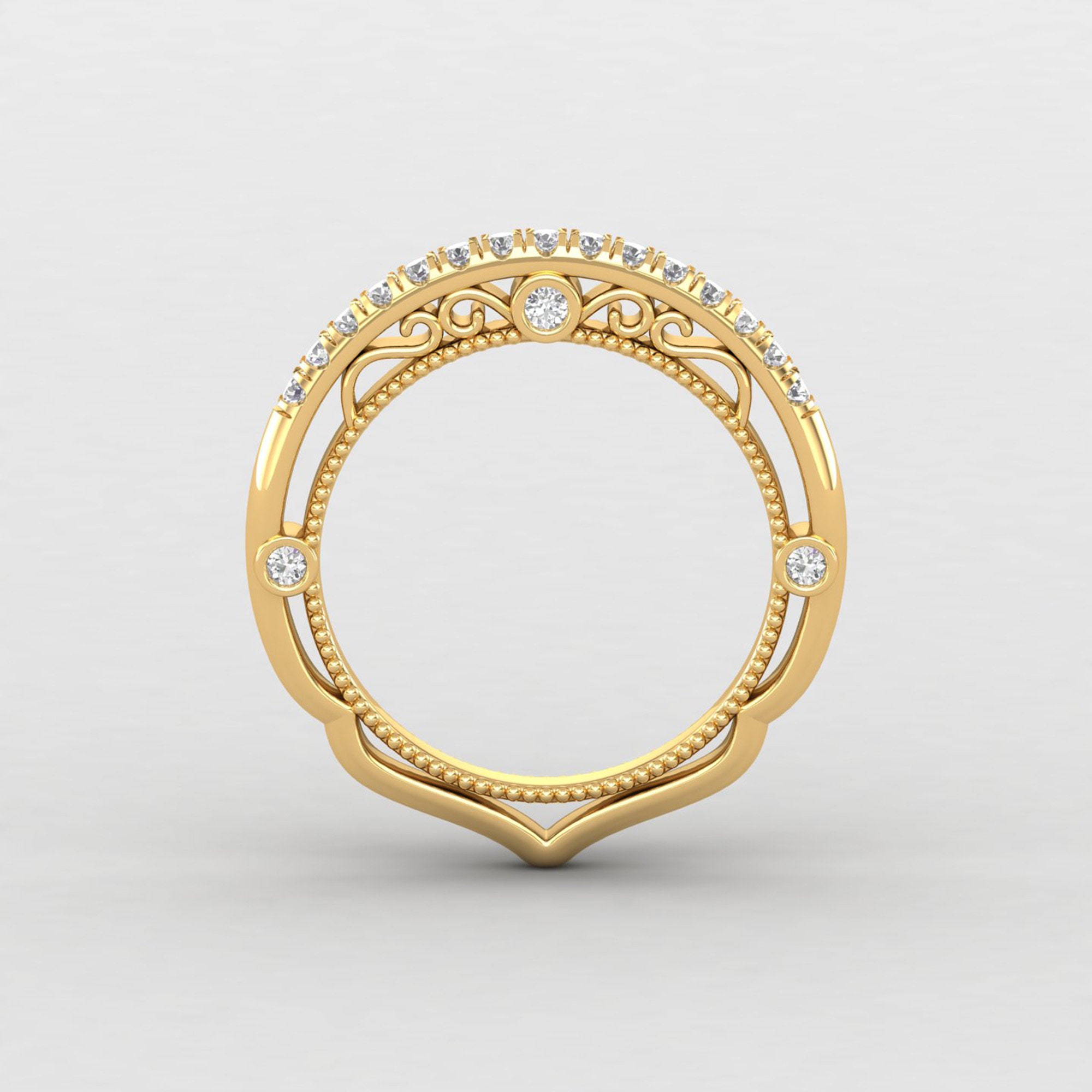 Filigree Diamond Ring, 14K Solid Gold Dainty Promise Vintage Anniversary Gift