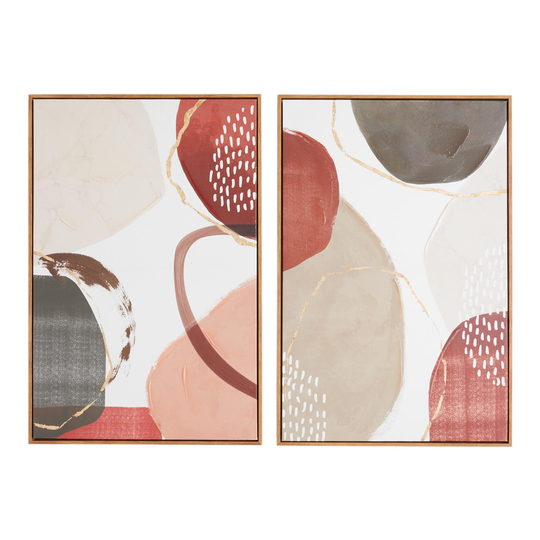 Geometric Abstract Framed Canvas Wall Art 2 Piece: Multi - Large by World Market