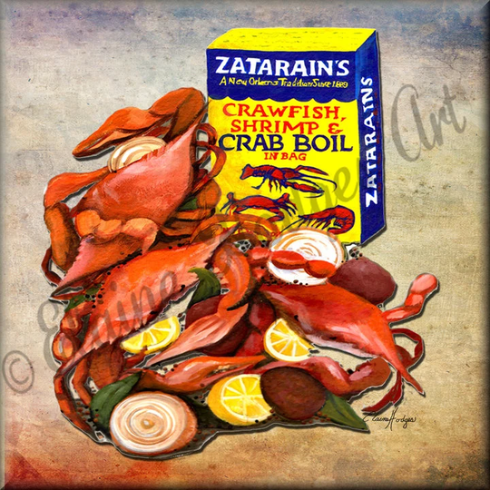 Ceramic Art Tile, Crabs & Seasoning Made From Original Artwork, Various Sizes Available