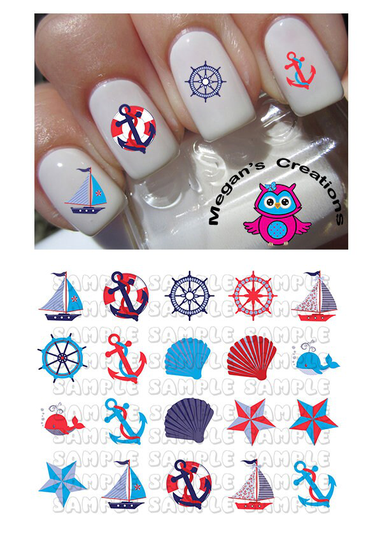 Nautical Cruise Anchor Sailboat #2 Nail Art Decals