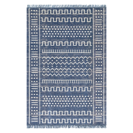 Navy Blue And White Geo Luxor Indoor Outdoor Patio Rug: Blue/White - 8' x 10' by World Market
