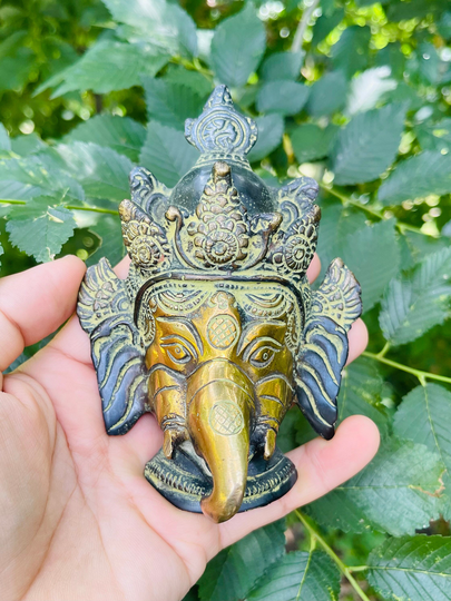 Brass Ganesh Head Statue, Ganesha Home Decor, Meditation, Yoga, Zen Life