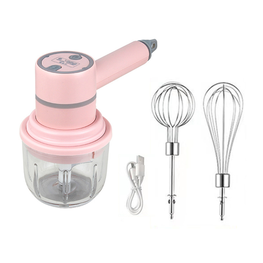 3-gear Electric Egg Beater Adjustable Overload Protection Multifunctional Dual-use USB Electric Egg Blender for Cooking - pink
