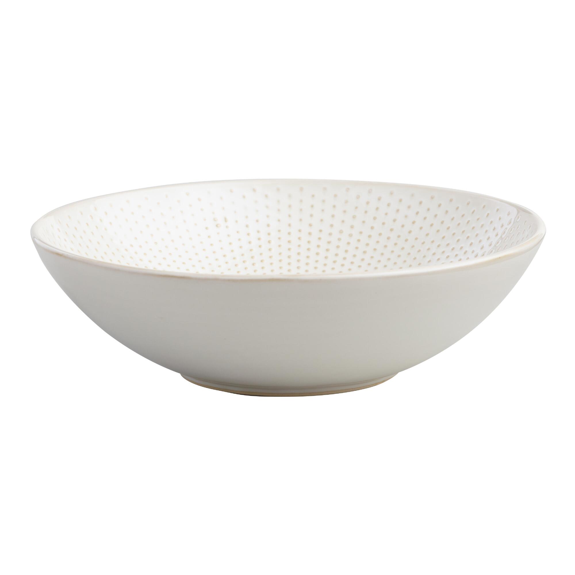 Large White Textured Avery Ceramic Bowl - Stoneware by World Market