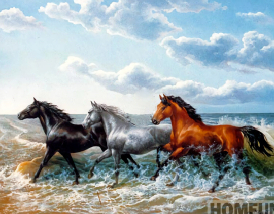 Horses On The Beach Diy 5D Diamond Painting Kit Full Square & Round Drill
