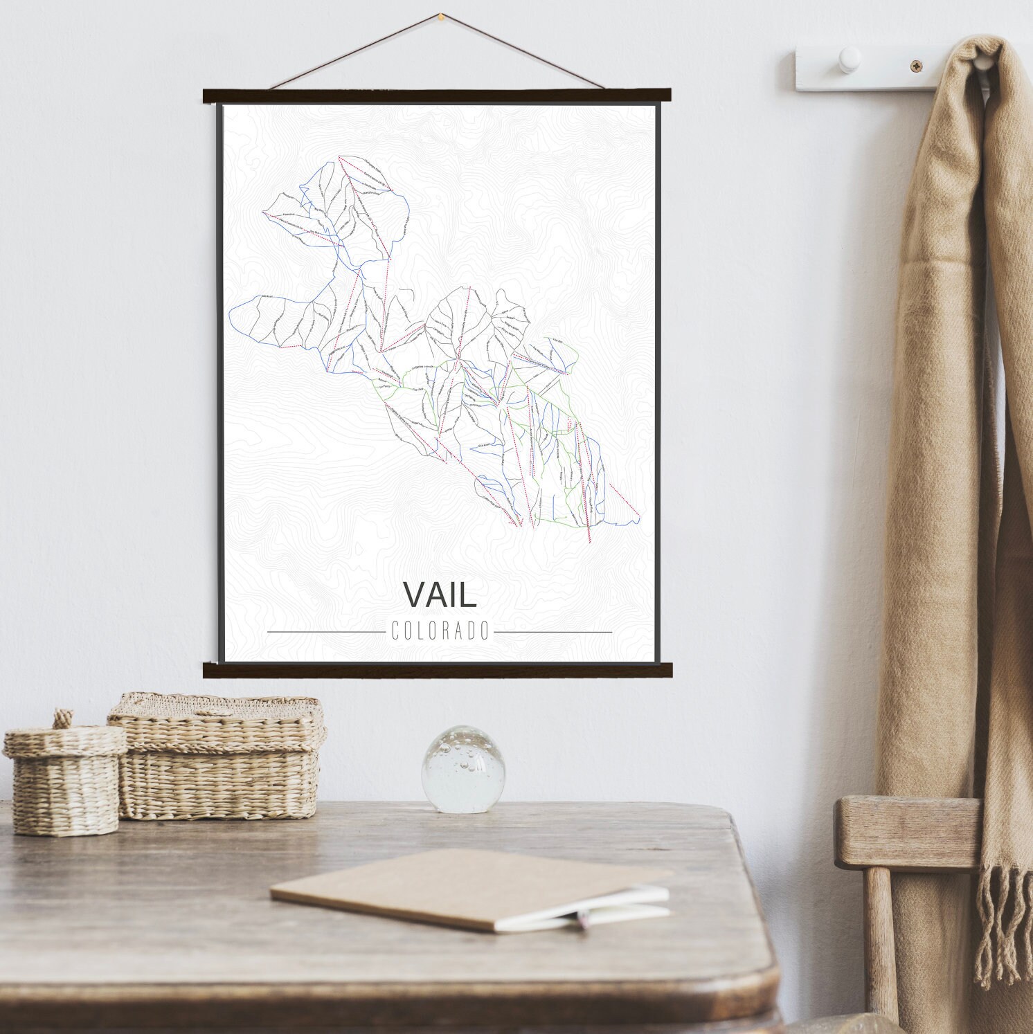 Vail Colorado Ski Trail Map | Hanging Canvas Of Printed Marketplace