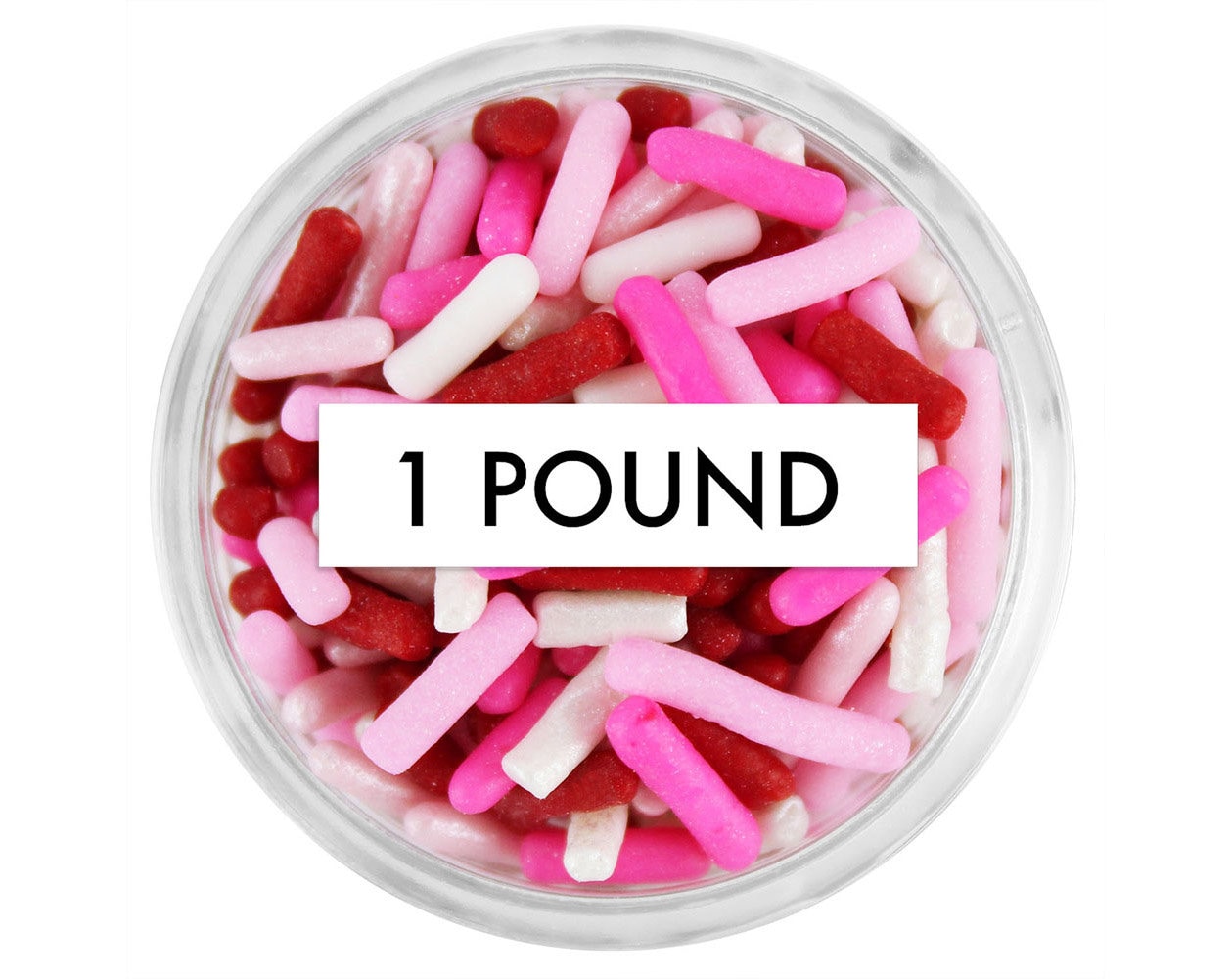 Valentine's Day Jimmies Blend 1 lb - A Mix Of Classic Soft Jimmies in Red, Pink, Light Pearly White, & White