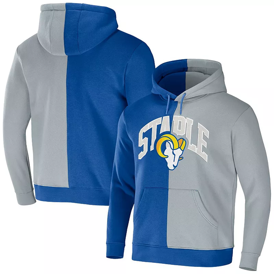 Men's NFL x Staple Royal Los Angeles Rams Split Logo Pullover Hoodie, Size: 2XL, Blue