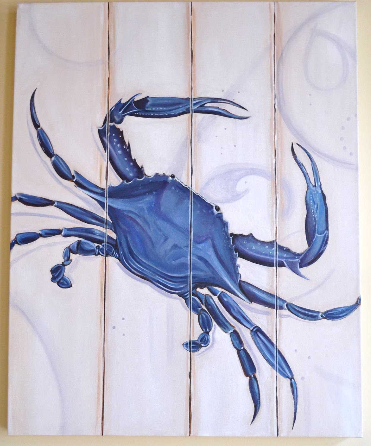 Original Maryland Crab Canvas, Annapolis Wall Art, 24x30 Chesapeake Blue Crab, Coastal Decor, Free Personalization, Nautical Print