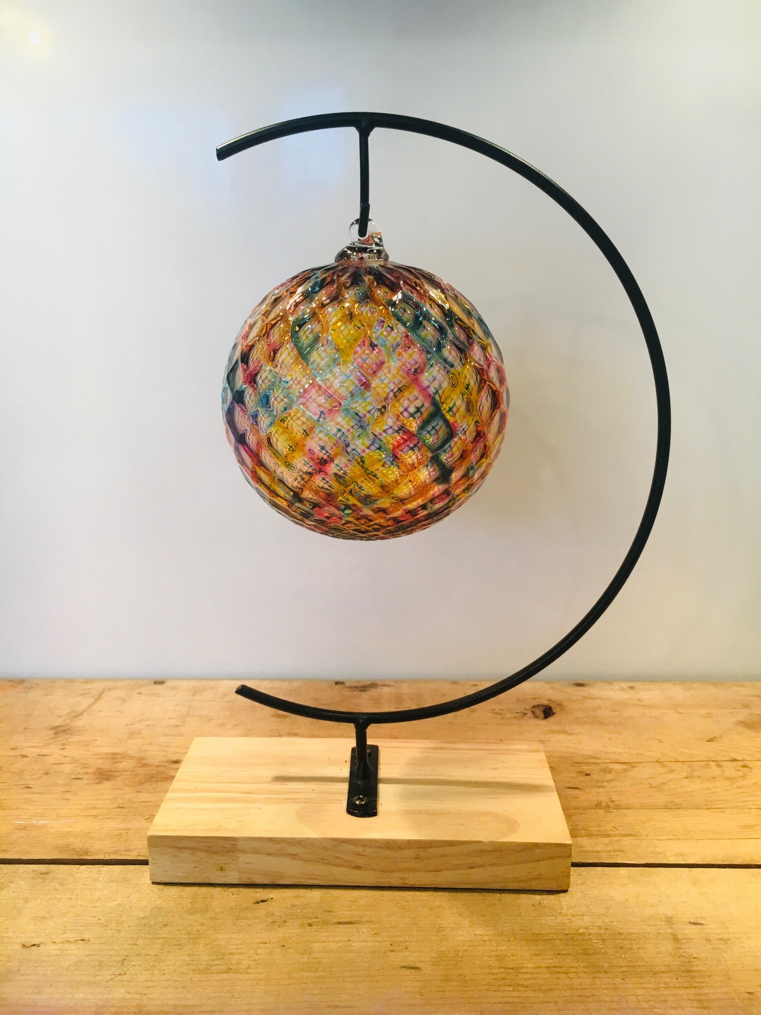 Hand Blown Glass Ornament Citrus Blend Faceted Sphere