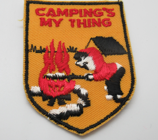 Camping's My Thing Vintage Sew On Souvenir Green Travel Patch By Voyager