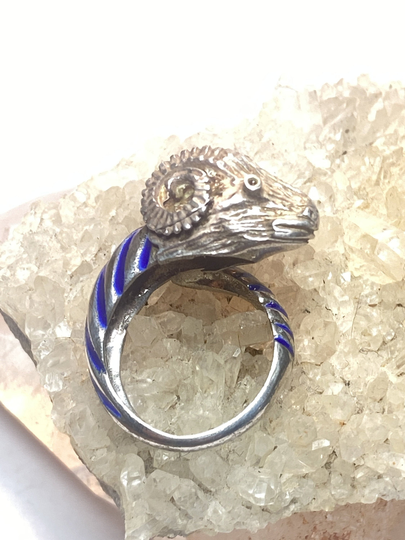 Ram Ring Horns Band Pinky Sterling Silver Women Size 5