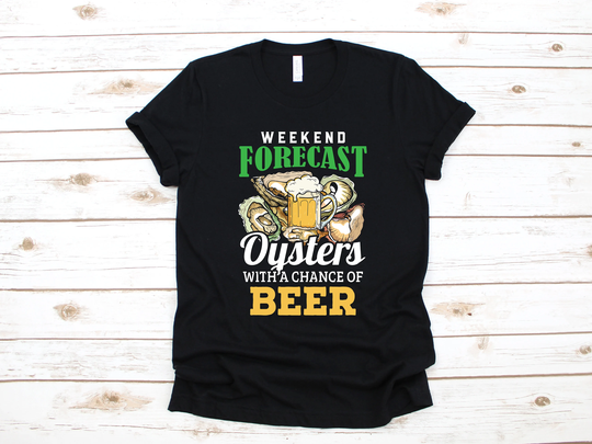 Oysters & Beer T-Shirt, Funny Oyster Tee, Seafood, Tank Top, Hoodie, Sweatshirt, Long Sleeve