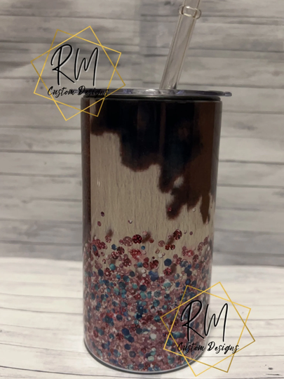 Cow Print With Faux Glitter Kids Tumbler-Sippy Cup