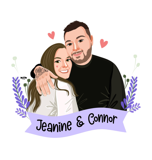 Custom Portrait, Couple Family Digital Illustration, Couple's Gift, Gift For Boyfriend, Cartoon Portrait