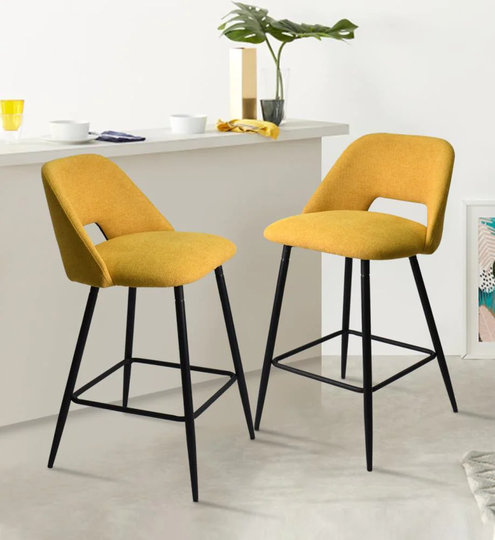NeuType Contemporary/Modern Polyester/Polyester Blend Upholstered Dining Side Chair (Metal Frame) in Yellow | MIRUO-A055