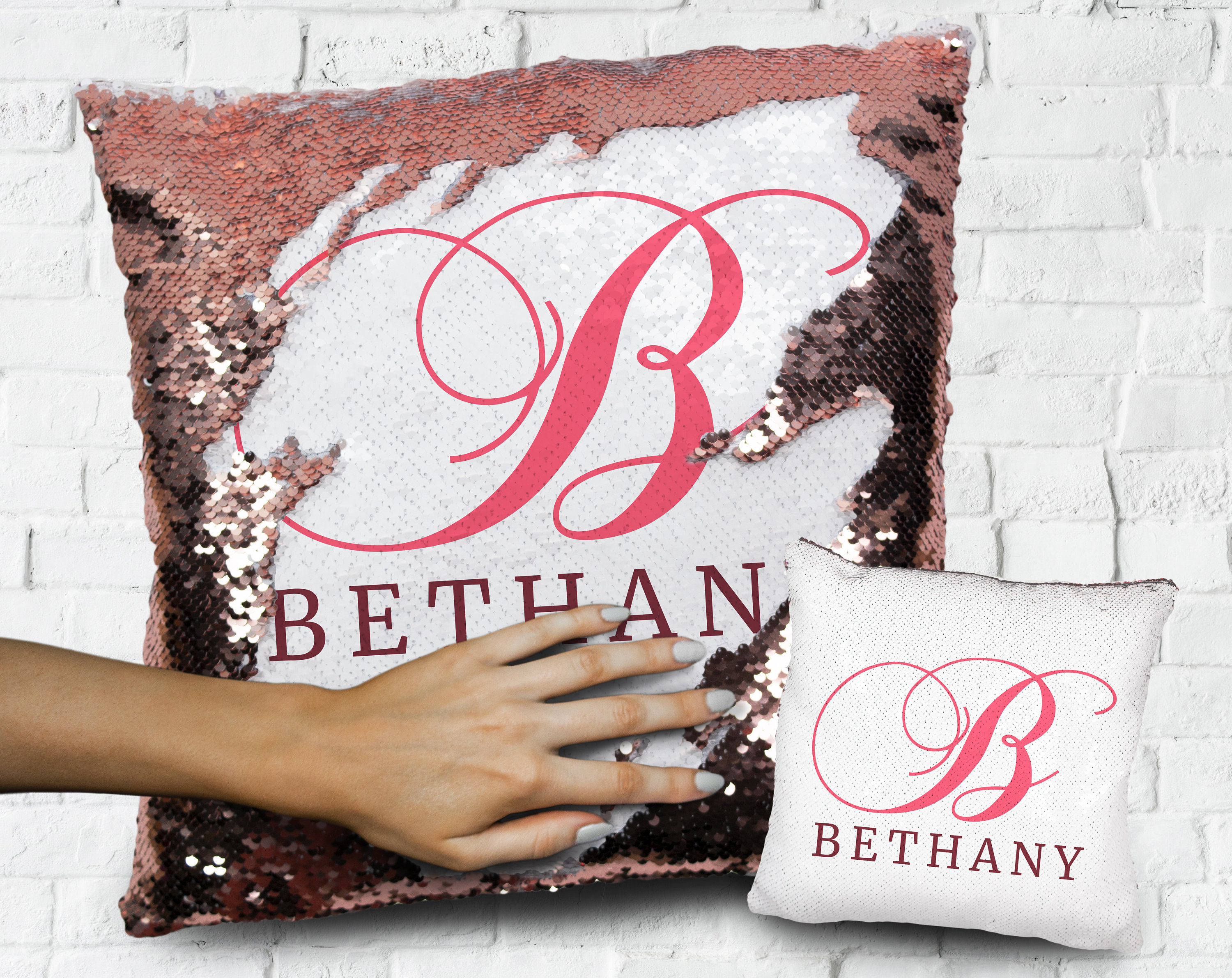 Personalized Monogram Sequin Pillow Case, Pillow, Custom Kids Decorative Home Decor