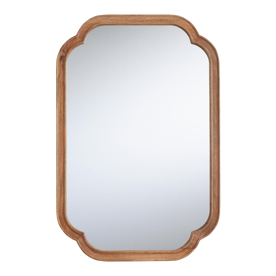 Natural Wood Quatrefoil Emma Wall Mirror: Brown - Metal - Medium by World Market