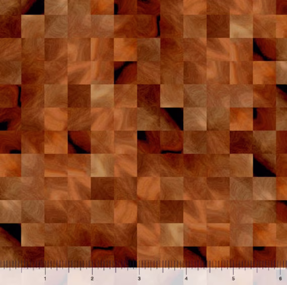 Pixel Square Inlay Blender Texture in Brown From Checkmate Collection By Qt Fabrics - 100% Cotton You Choose The Cut