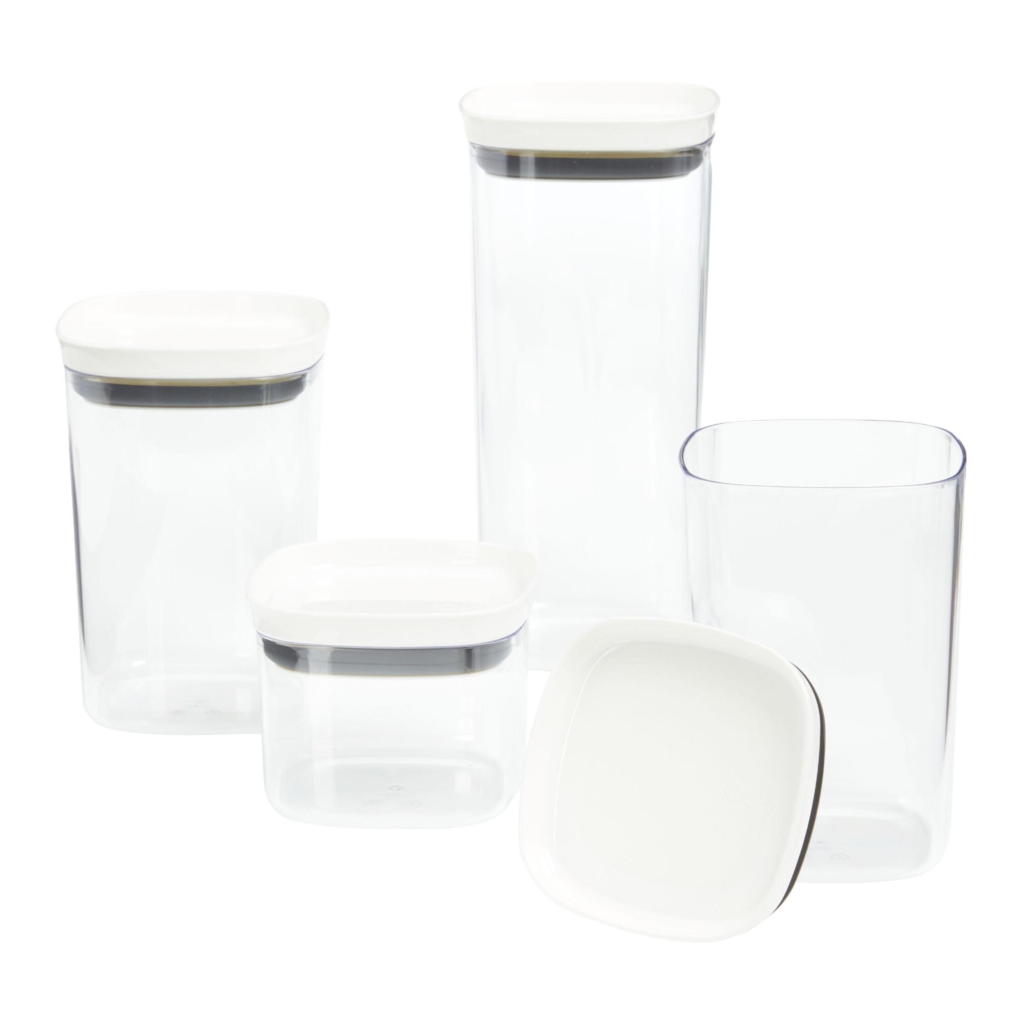 Square White Stacking Pantry Containers 4 Piece Set - Plastic by World Market