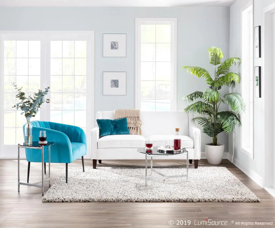 LumiSource Telluride Modern Espresso Wood, White Fabric Polyester/Blend Sofa | CHR-TELL2 E+W