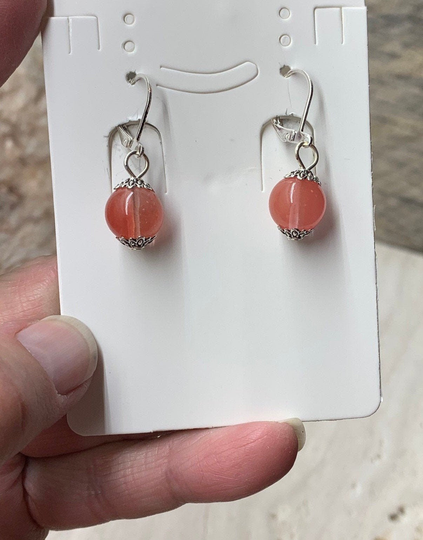 Cherry Quartz Dangle Earrings Ear-0019