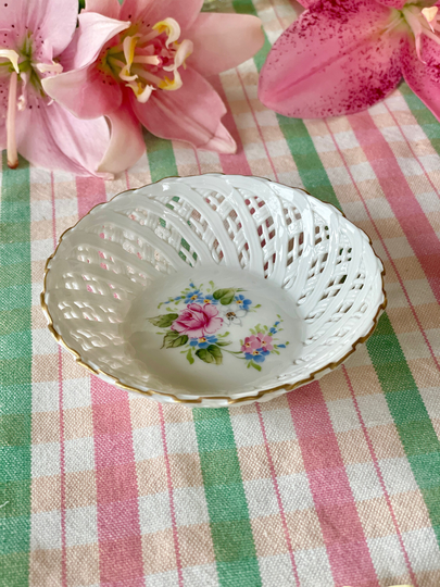 Reticulated Klausenburg Hand Painted Trinket Dish