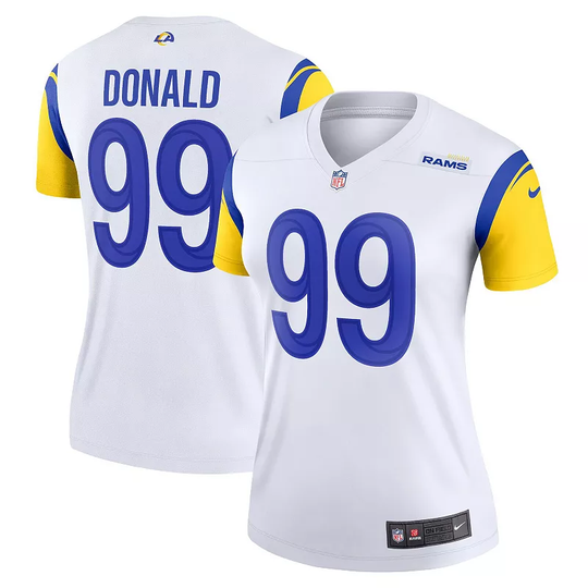 Women's Nike Aaron Donald White Los Angeles Rams Legend Jersey, Size: Medium