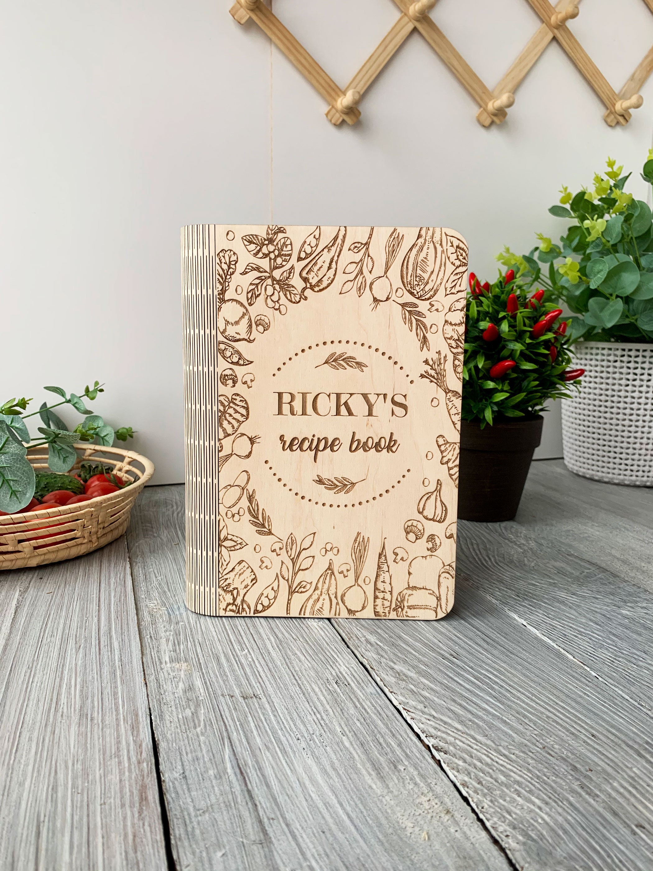 Personalize Cookbook, Christmas Gift, Wooden Recipe Book, Binder Recipe Storage, Journal, Gift For Mum Sister Daughter