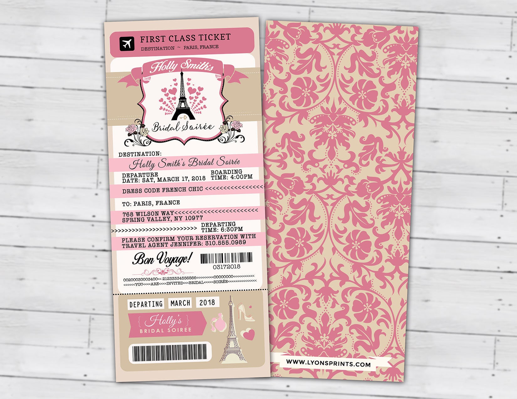 Passport & Ticket, Sweet 16, Bridal Shower Invitation Girl Birthday Party, Travel Party Invitation - Paris, Digital Files Only