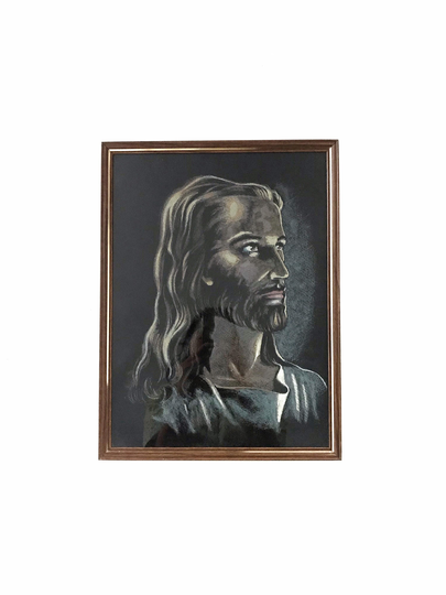 Framed Vintage Jesus Pastel Portrait Painting Religious Gift/Christian Christianity