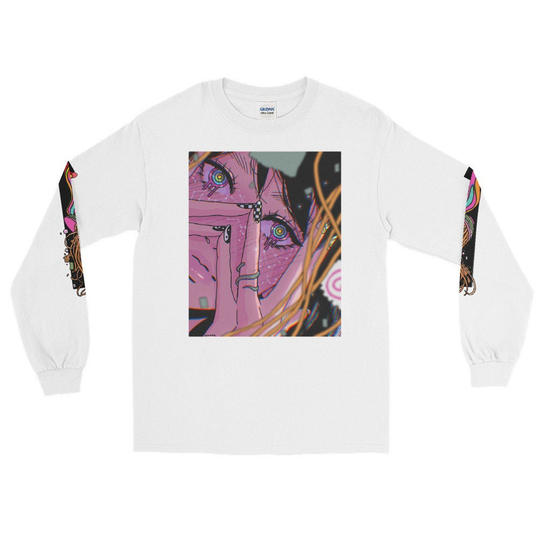 Anime Trippy Girl & Ramen Men's Long Sleeve Shirt
