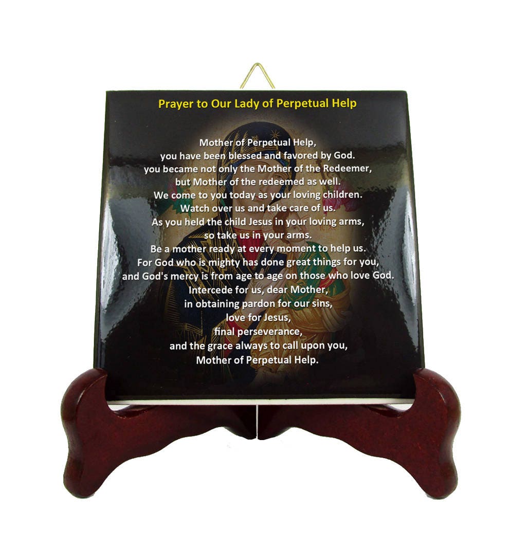 Christian Prayer On Tile - Prayer To Our Lady Of Perpetual Help The Virgin Mary Devotional Gifts Holy Card