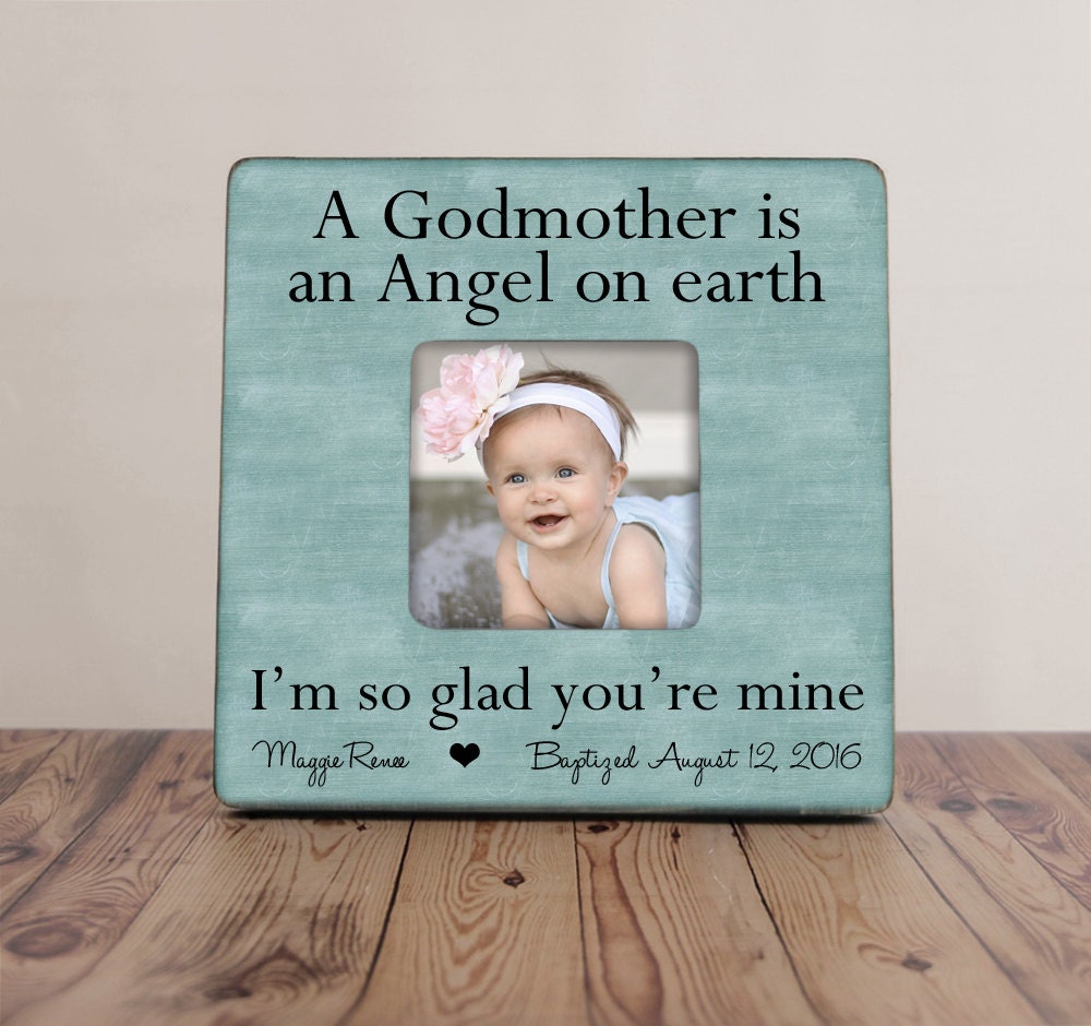 A Godmother Is An Angel On Earth Picture Frame, Godparent Gift, Personalized Baptism Frame