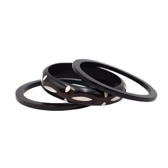 African Batik Resin Bangle Set Of 3