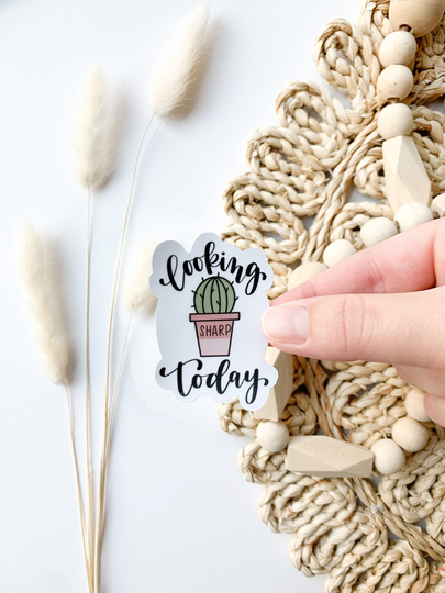 Looking Sharp Today Cactus Sticker. Weatherproof/Waterproof Sticker . Water Bottle Lap Top Decal