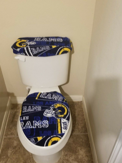 Los Angeles Rams Retro Fleece Fabric Toilet Seat Cover Set Bathroom Accessories | 2Pc
