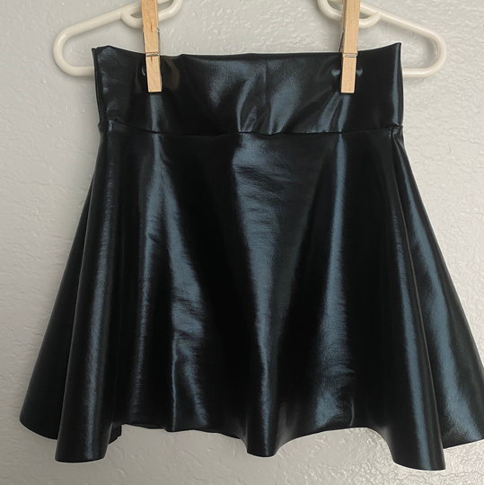 Girls Black Faux Leather Shiny Twirl Skirt 6 9 12 18 24 Months 2T 3T 4T 5T 5 7 8 10 11 Baby Toddler Kids Circle Skater