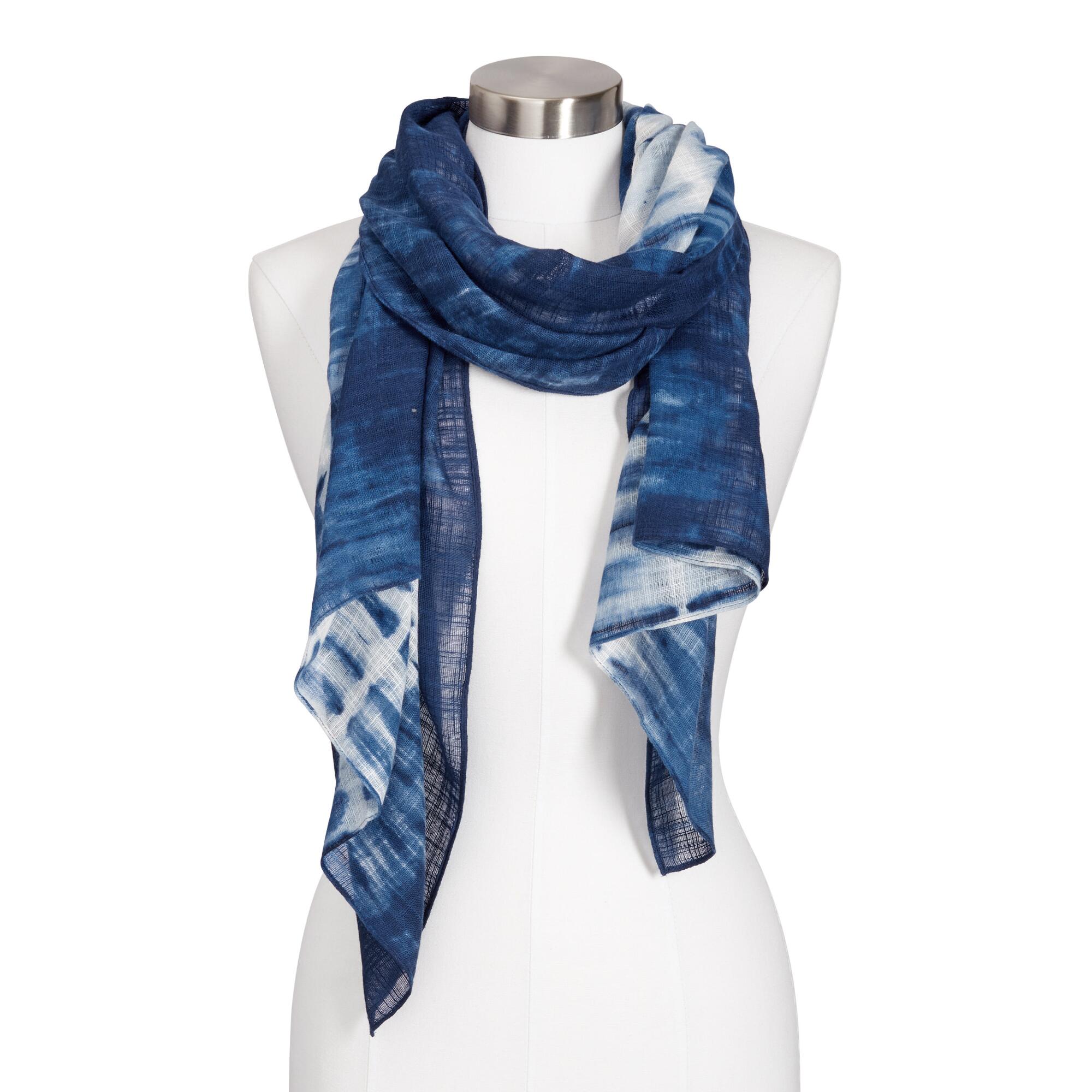 Indigo Blue And White Tie Dye Scarf by World Market