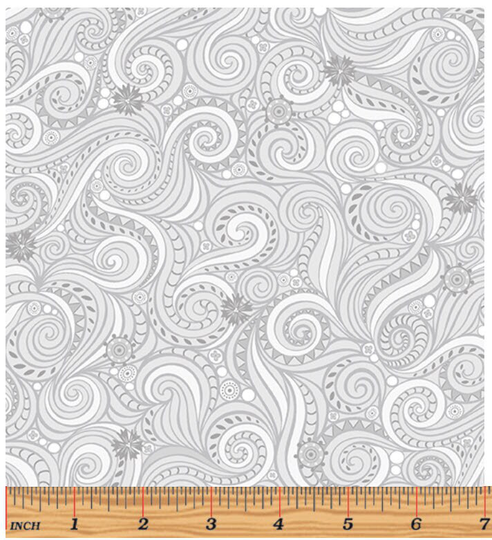 Winter Village - River in Gray Grey Swirl Swirls Cotton Quilt Fabric Blender Amanda Murphy Benartex Fabrics 10382-08 | W7810