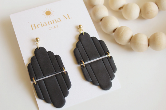 Black Statement Polymer Clay Earrings