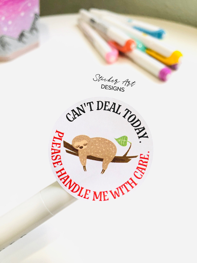 42 Fragile Packaging Stickers, Happy Mail Labels, Small Business Funny Sloth Cards, Thank You