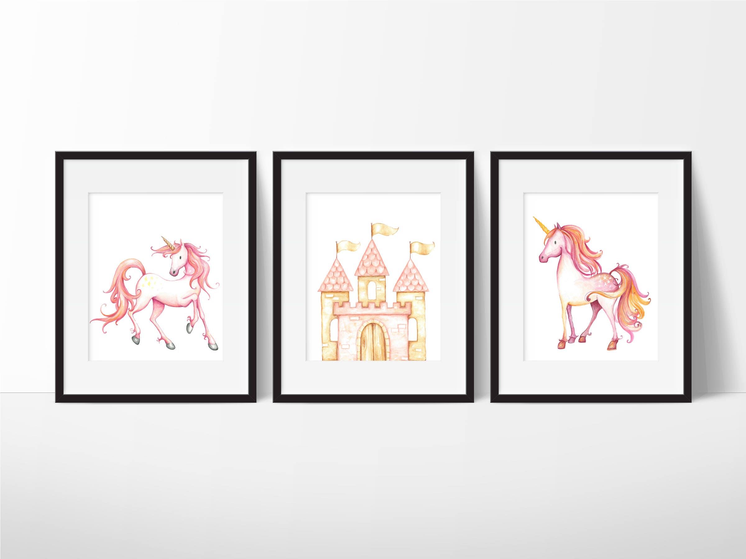 Unicorn Wall Art - Birthday Nursery Gift Girls Room Decor Watercolor