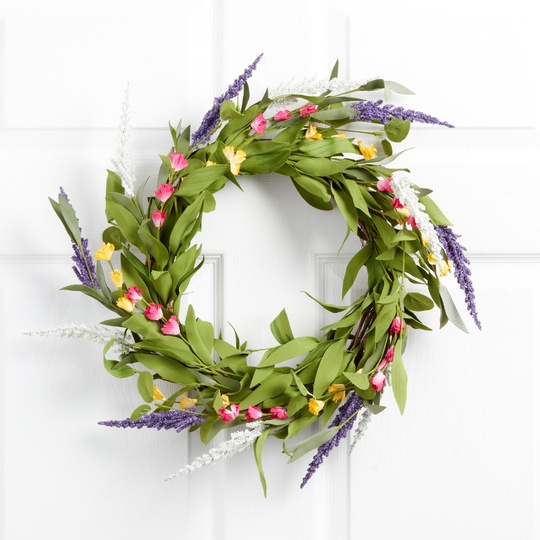Bright Faux Spring Flower Wreath: Multi - Fabric by World Market