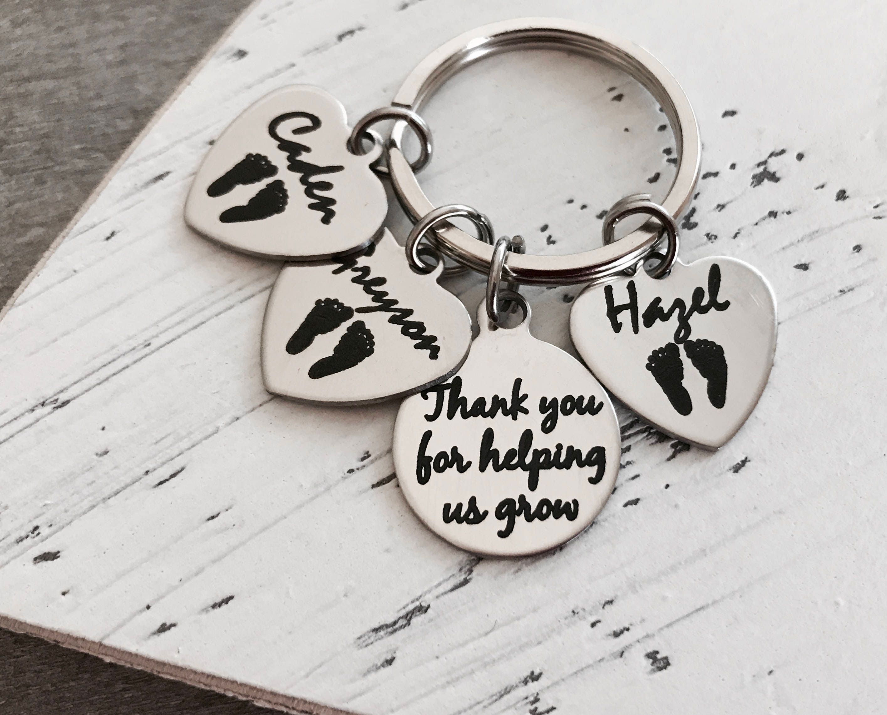 Thank You For, Helping Us Grow, Silver Keychain, Gift Scbu, Neonatal, Childminder, Nurse Gift, Premmie, Nanny, Babysitter