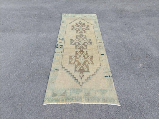 Rug Runner 3x9, Vintage Turkish 3x9, Oushak 3x9, Muted Runner, Runner For Kitchen, Vintage Oushak Runner, Wool 3x9